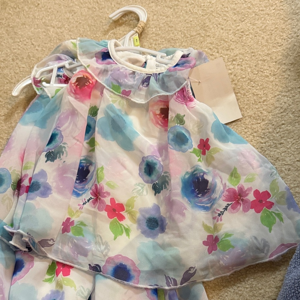 Floral matching dresses 4T and 3M with Pastel Colors